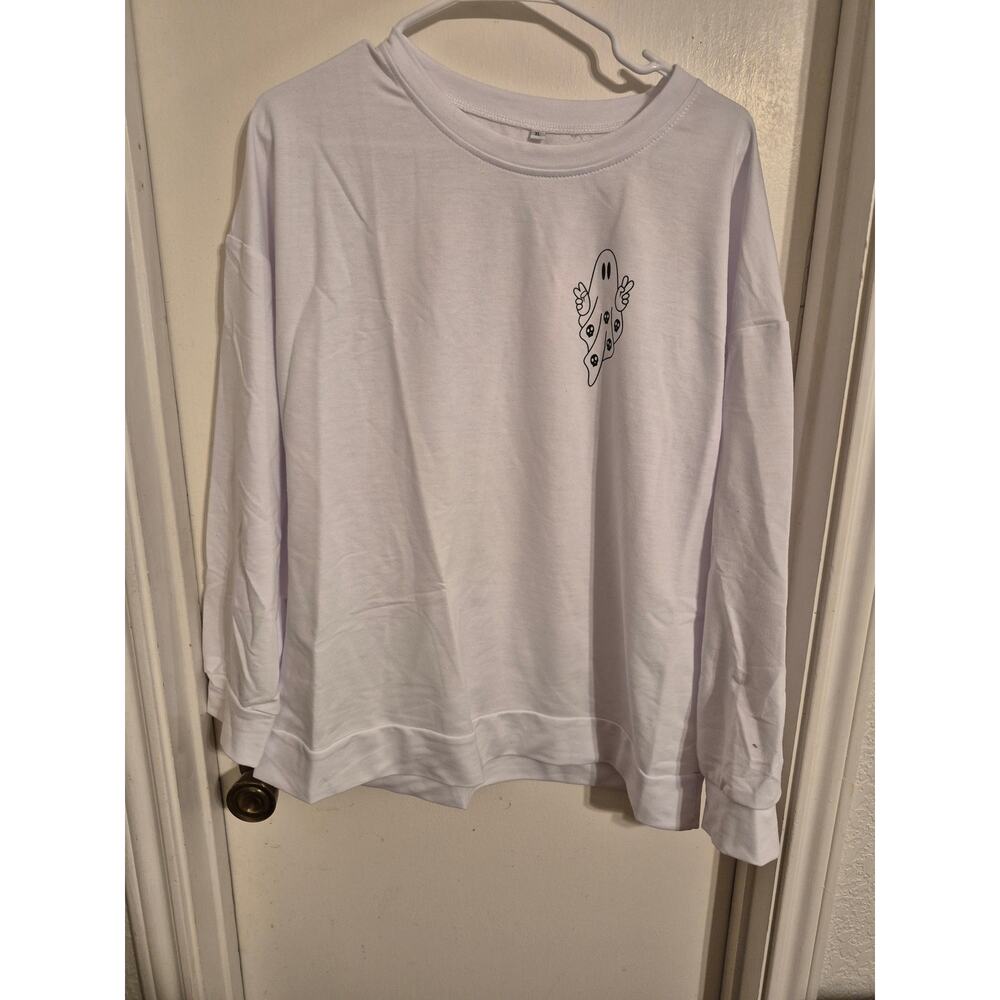 Ghost Peace Sign White Long Sleeve Shirt-Size XL-NWT